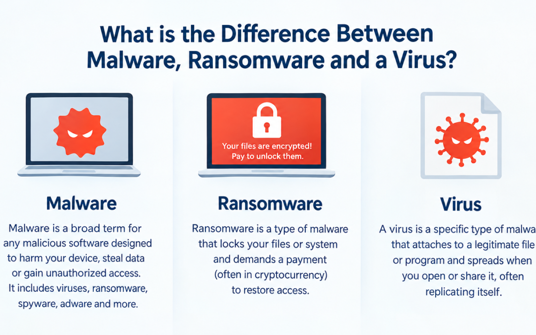What is the Difference Between Malware, Ransomware and a Virus?